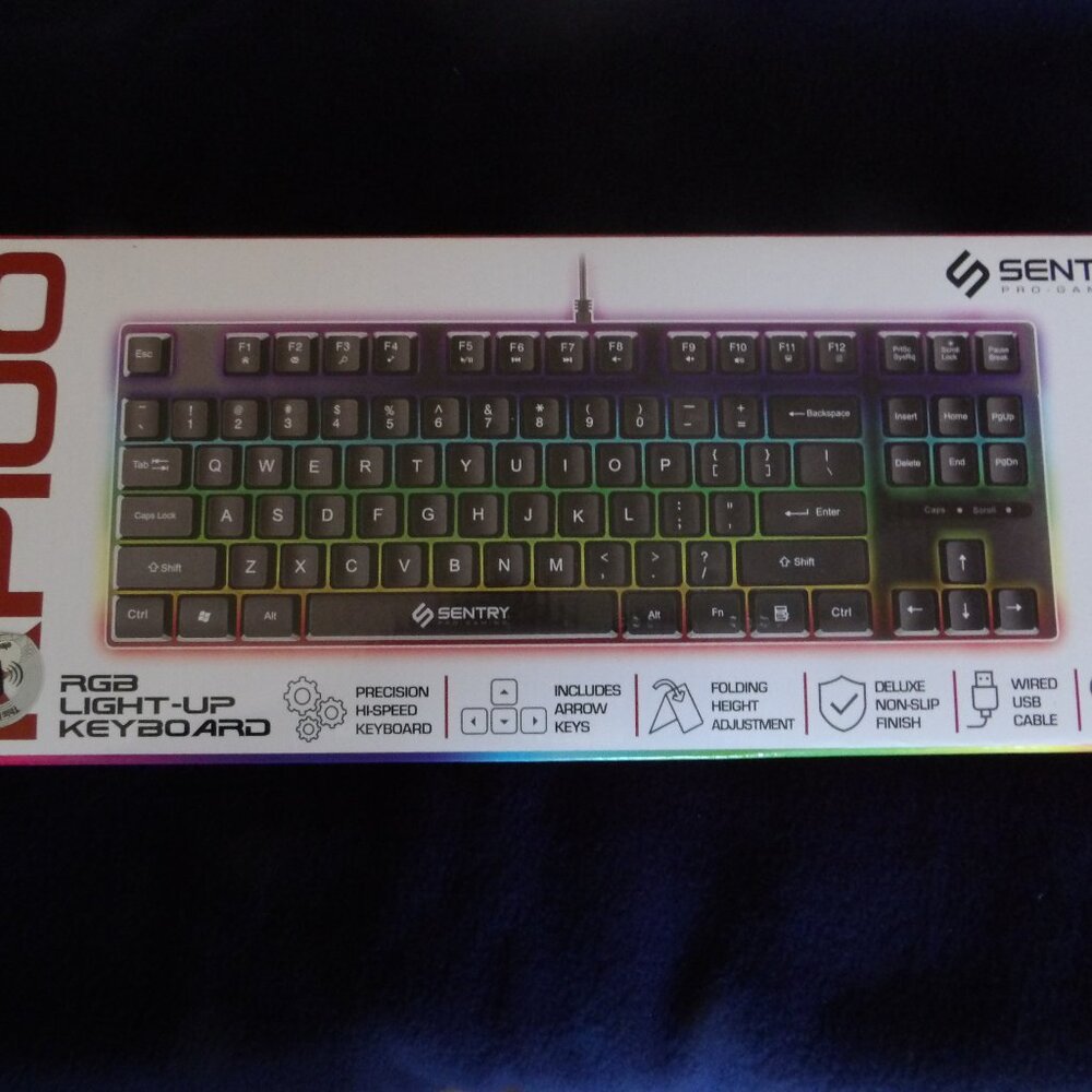 New Sentry Pro Gaming RGB Light-up Black Wired Keyboard High Speed KP100
